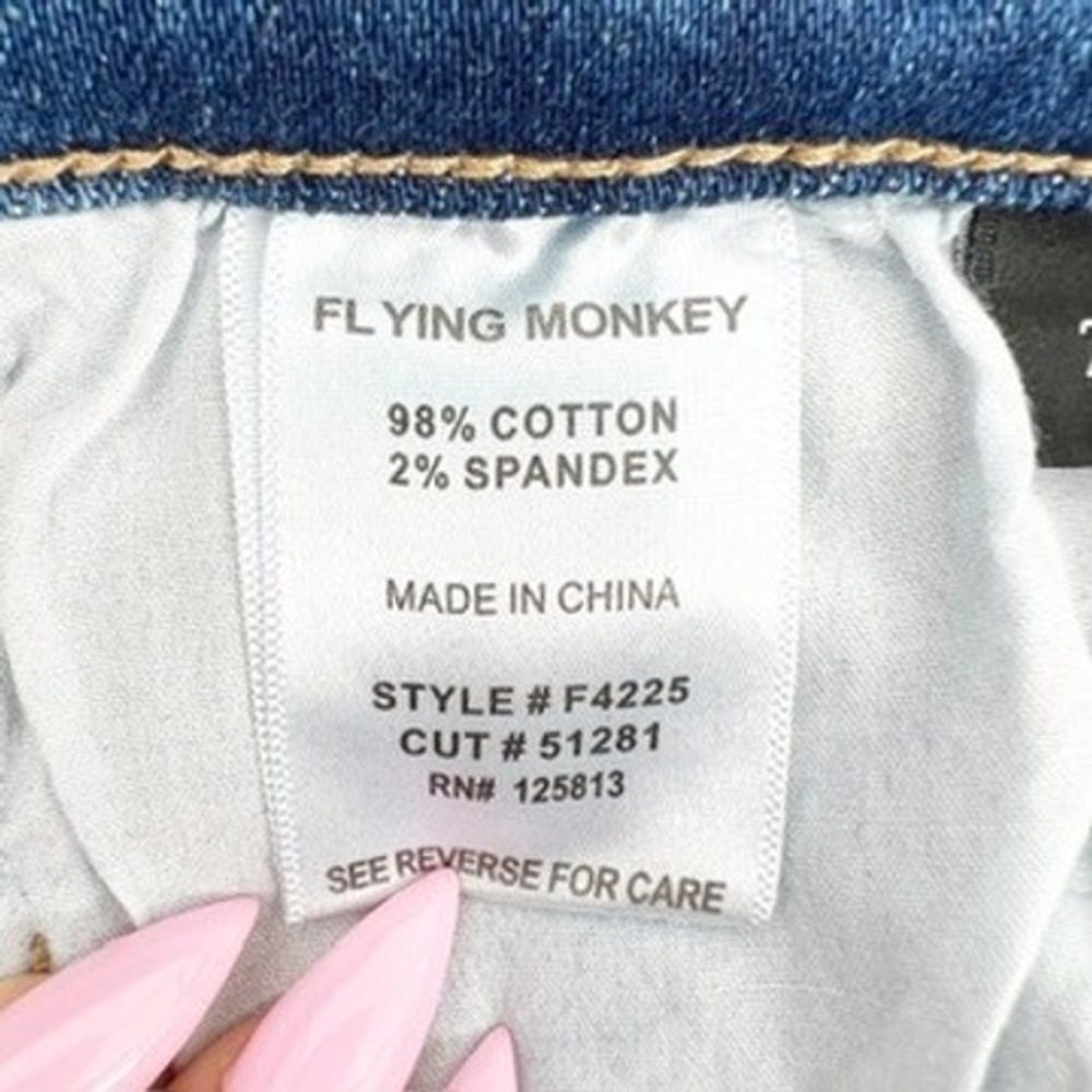 Flying Monkey High Rise Straight Leg Distressed Raw Hem Blue Jeans F4225 Size 27 - Picture 5 of 6